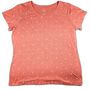 St John's Bay Women's Short Sleeved Poka Dot Crew Neck T-shirt Sz XL